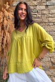 Prairie Pin Tuck Cotton Smock Olive